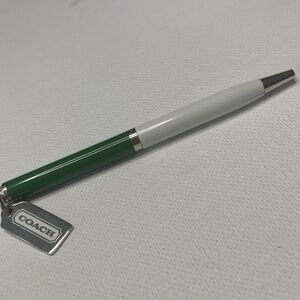 Coach Two-Tone Green and White Pen with Coach Tag